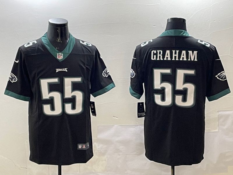 Men Philadelphia Eagles #55 Graham Black Second generations 2025 Nike Vapor Limited NFL Jersey style 1